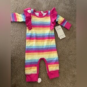 Paris Hilton NEW ruffled, striped one piece